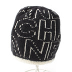 Chanel Logo Knit Cap Beanie Hat Black White