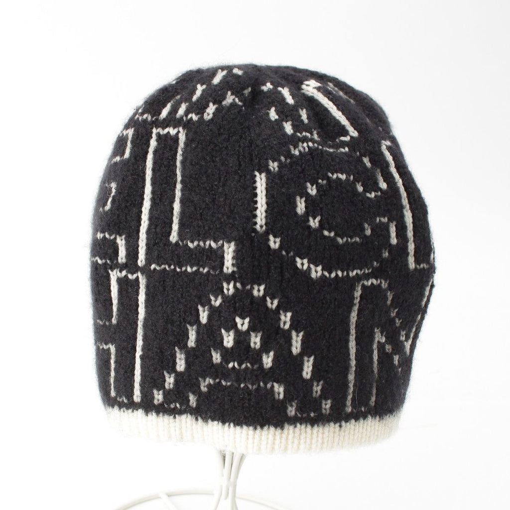 Chanel Logo Knit Cap Beanie Hat Black White — view 2