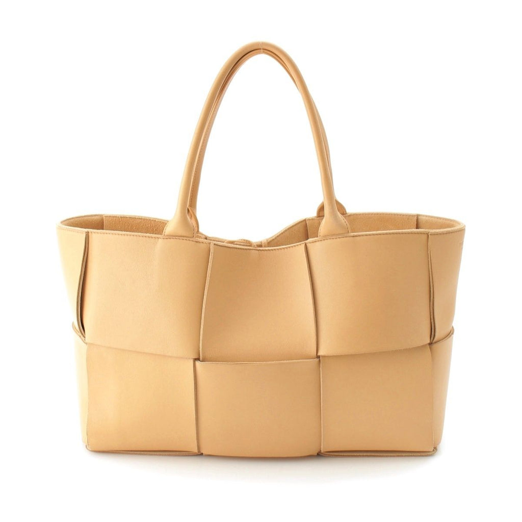 Bottega Veneta Maxi Intrecciato Arco Leather Tote Beige