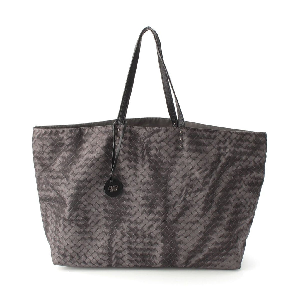 Bottega Veneta Nylon Intreccio Illusion Tote Gray