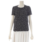 Chanel Wool Nylon Short Sleeve Top Black White 34