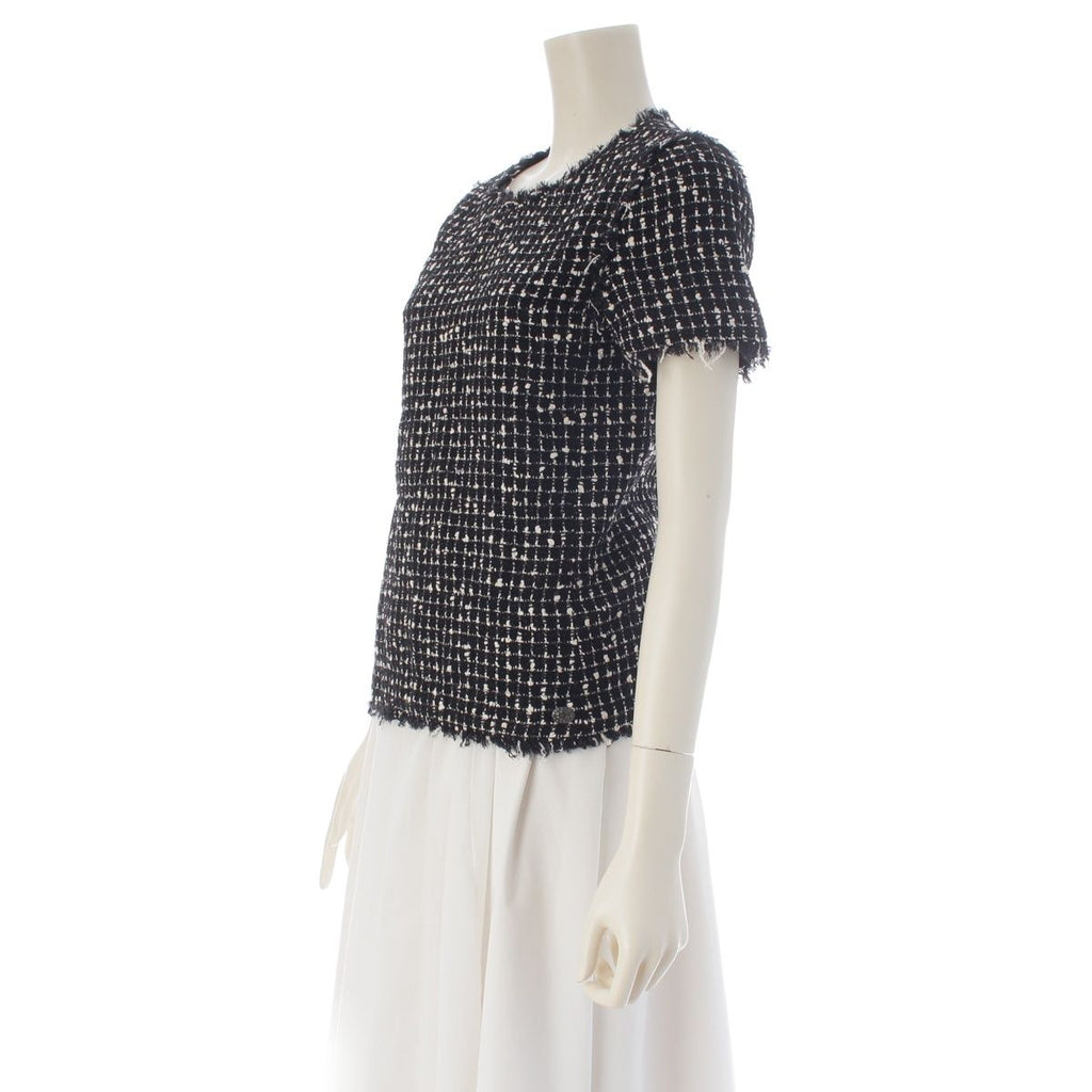Chanel Wool Nylon Short Sleeve Top Black White 34 — view 2