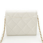 Chanel Caviar Leather Quilted CC Logo Mini Chain Wallet Card Case White — view 2