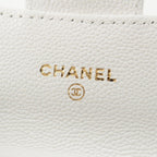 Chanel Caviar Leather Quilted CC Logo Mini Chain Wallet Card Case White — view 6