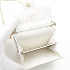 Chanel Caviar Leather Quilted CC Logo Mini Chain Wallet Card Case White — view 5