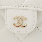 Chanel Caviar Leather Quilted CC Logo Mini Chain Wallet Card Case White — view 8