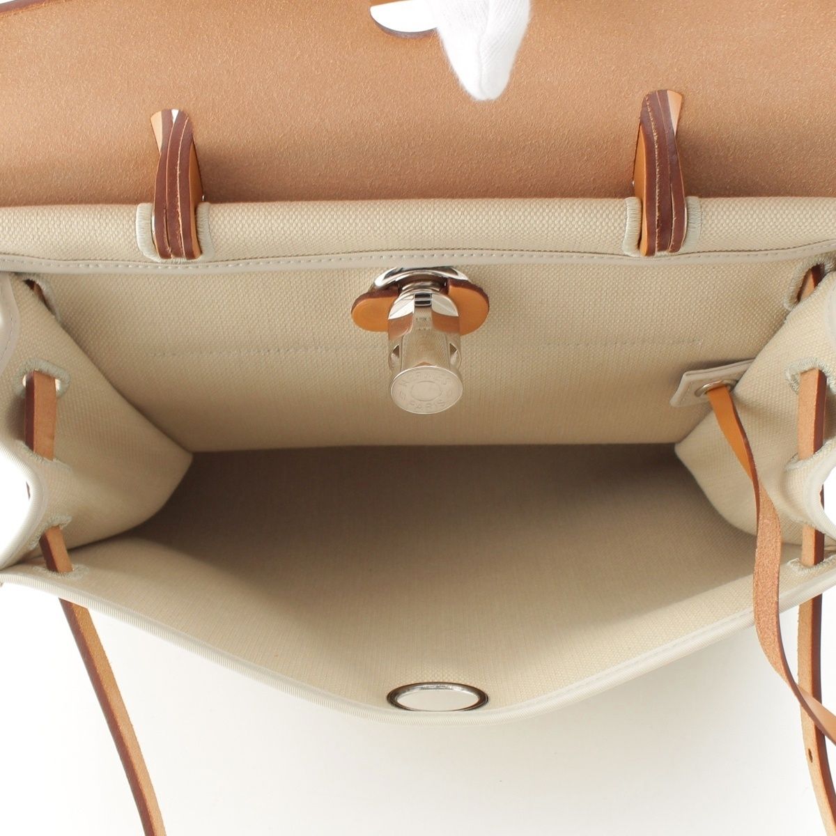 Hermes Time Ale Back Zip PM Toile Officier Leather 2-Way Shoulder Handbag Brown — view 6