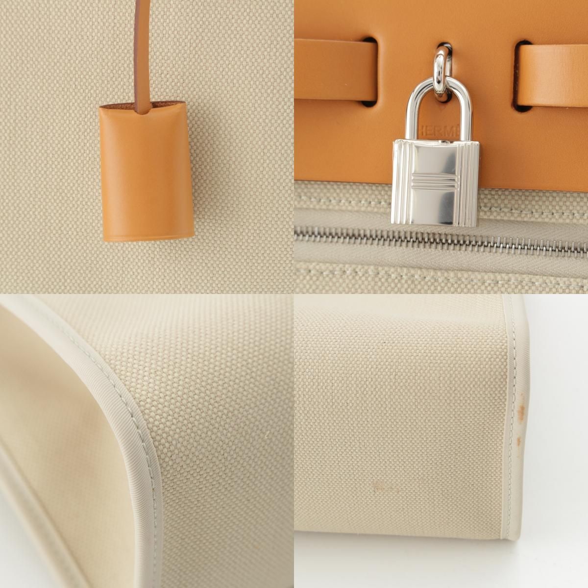Hermes Time Ale Back Zip PM Toile Officier Leather 2-Way Shoulder Handbag Brown — view 9