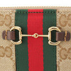 Gucci Horsebit GG Canvas Web Zip Around Wallet Beige — view 5