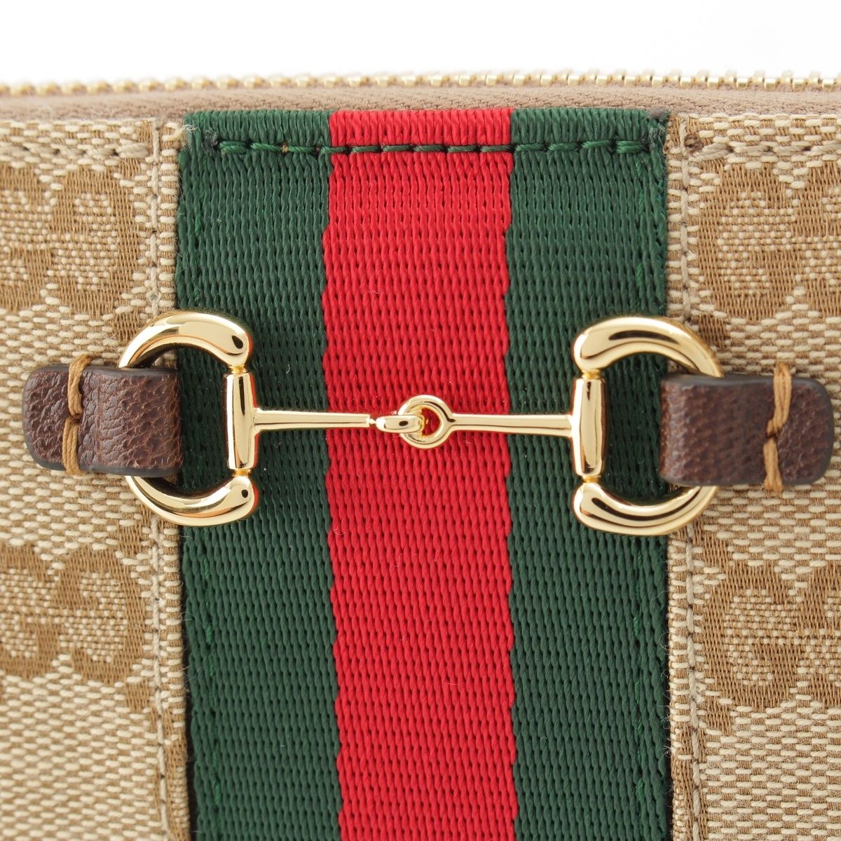 Gucci Horsebit GG Canvas Web Zip Around Wallet Beige — view 5