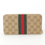 Gucci Horsebit GG Canvas Web Zip Around Wallet Beige — view 2