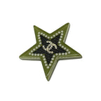 Chanel Brooch CC Logo Khaki Black Multi Star