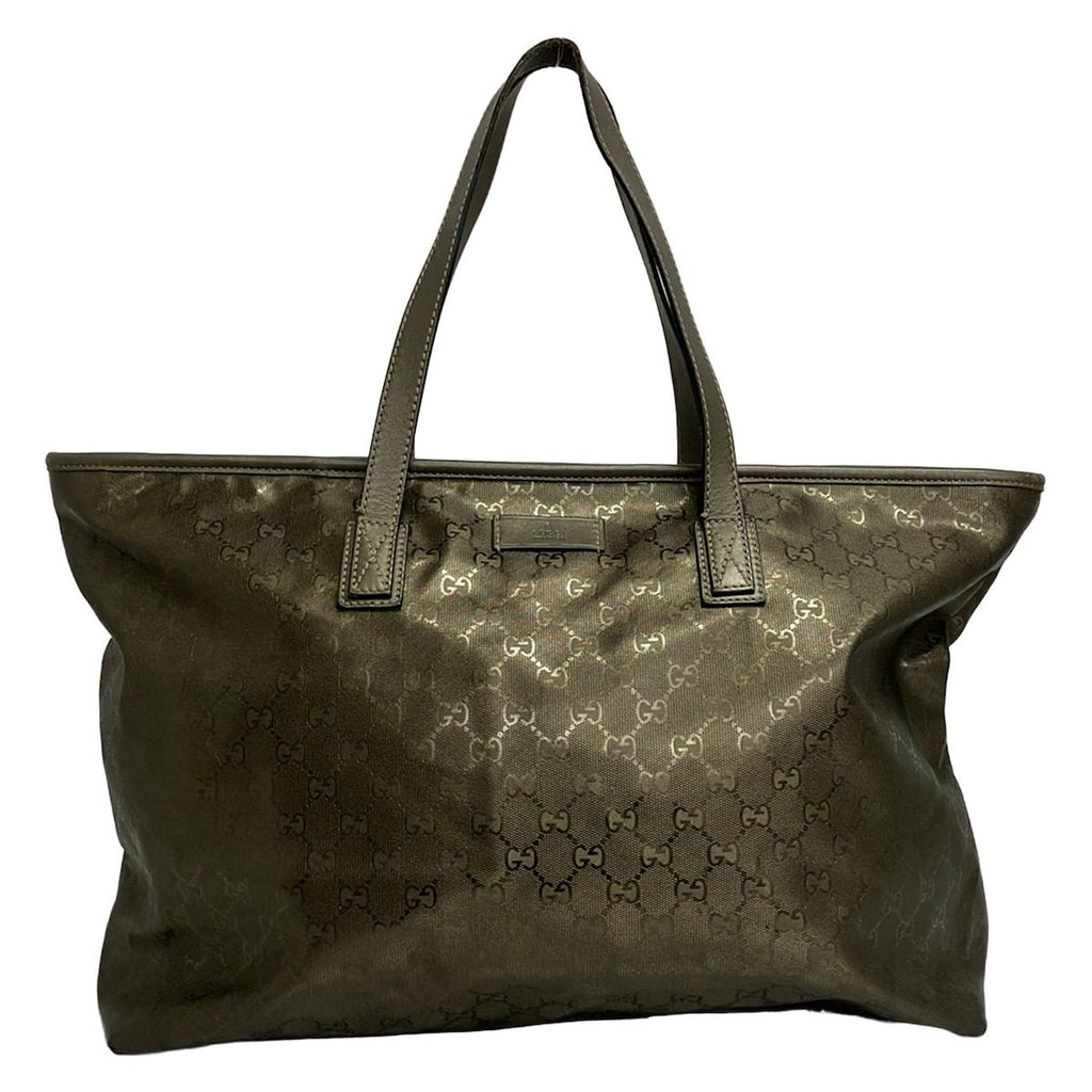 Gucci Shoulder Bag Imprime Gray Beige Leather