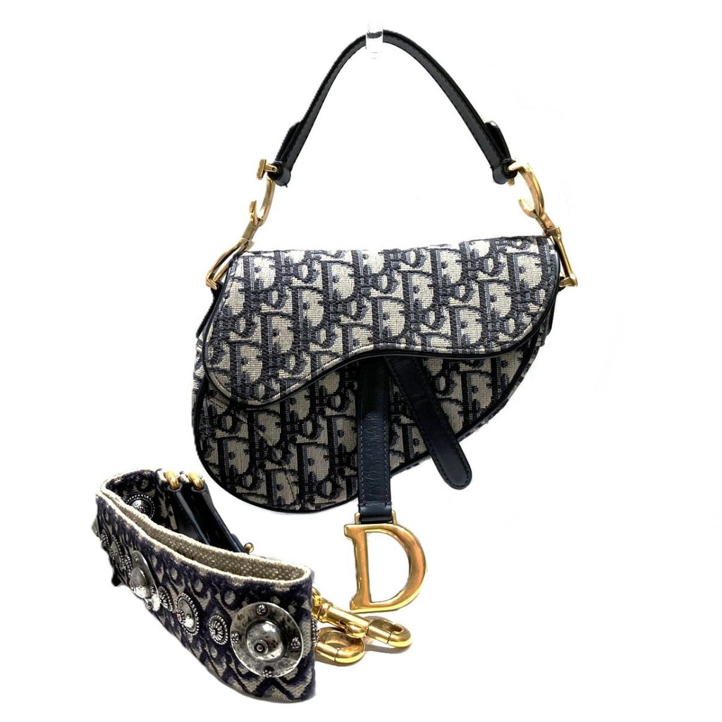 Dior 2-Way Saddle Bag Oblique Cotton Leather