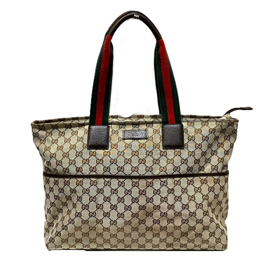 Gucci Mothersbag Sherry Line Tote Canvas Leather