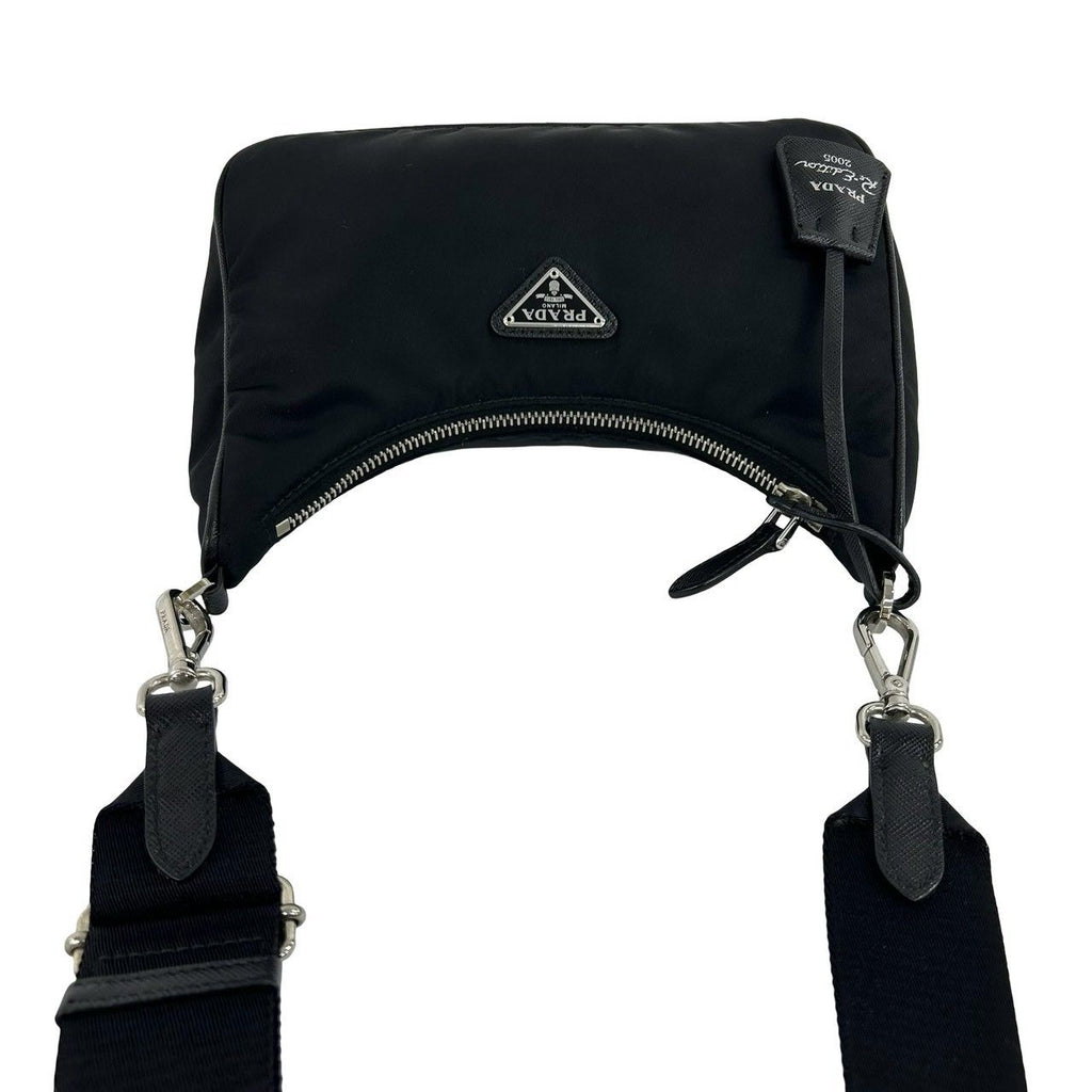 Prada Re Edition Triangle Logo Nylon Saffiano Leather 2-Way Chain Shoulder — view 4