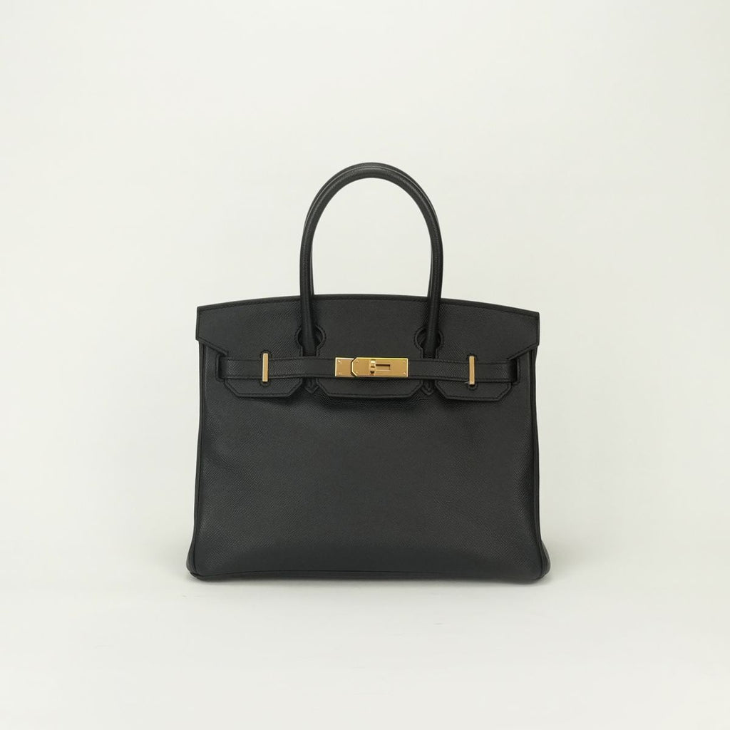 Hermes Birkin 30 Tote Epsom Noir Black Gold Handbag Veau