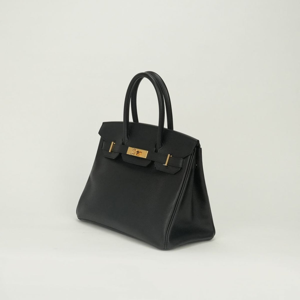 Hermes Birkin 30 Tote Epsom Noir Black Gold Handbag Veau — view 2