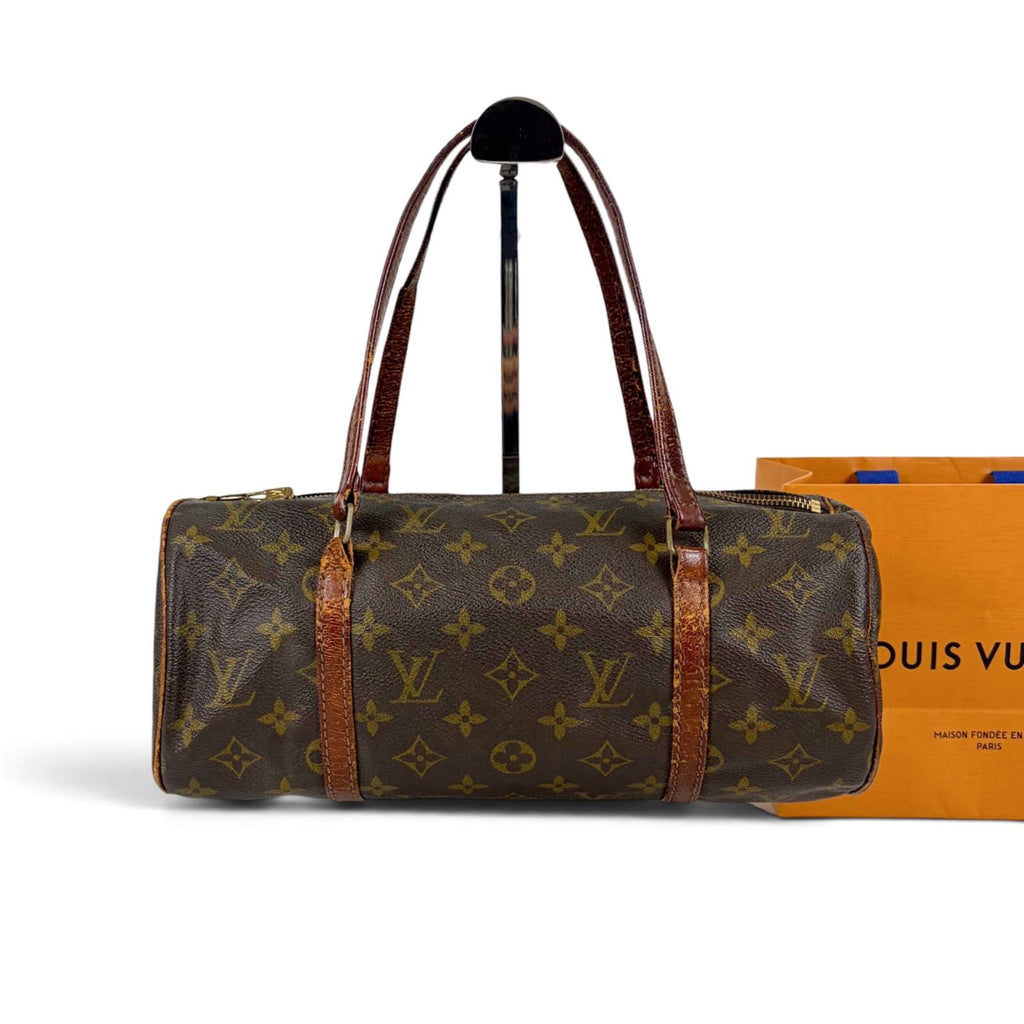 Louis Vuitton Papillon 30 Shoulder Bag Monogram Lambskin Brown Drum