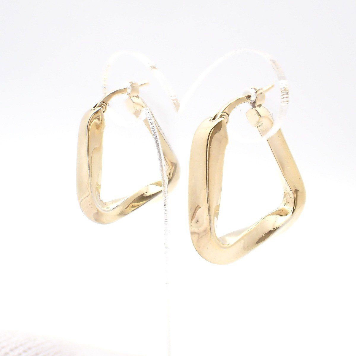 Bottega Veneta Twisted Hoop Triangle Earrings 925 Sterling Silver Gold — view 6