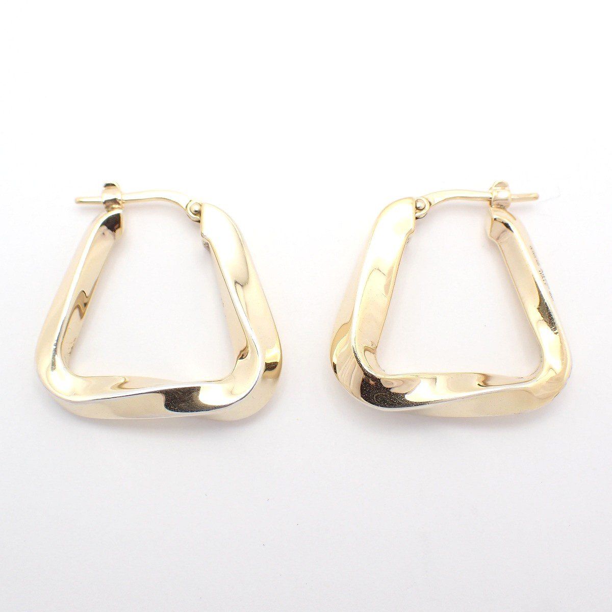 Bottega Veneta Twisted Hoop Triangle Earrings 925 Sterling Silver Gold — view 2