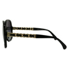 Chanel Sunglasses Black Chain Leather Eyewear — view 2