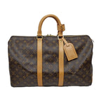 Louis Vuitton Keepall 45 Monogram Boston Bag Initial BD Brown