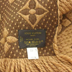Louis Vuitton Echarpe Giant Monogram Jungle Scarf Fringe Wool Silk Blend Brown — view 5