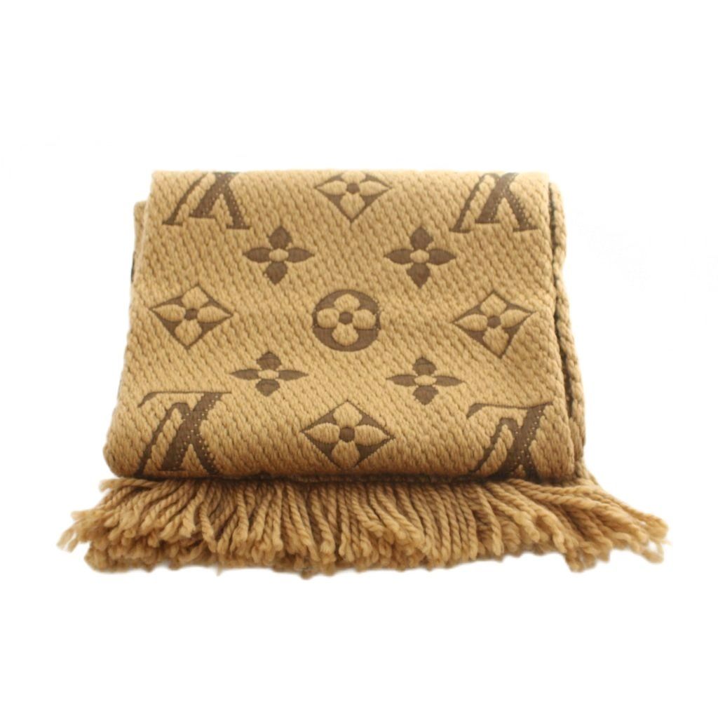 Louis Vuitton Echarpe Giant Monogram Jungle Scarf Fringe Wool Silk Blend Brown — view 2