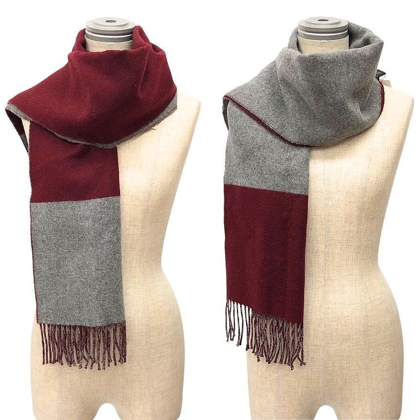 Hermes Cashmere Scarf Bicolor 10 Echarpe Casaque Shawl Bordeaux Gray — view 2