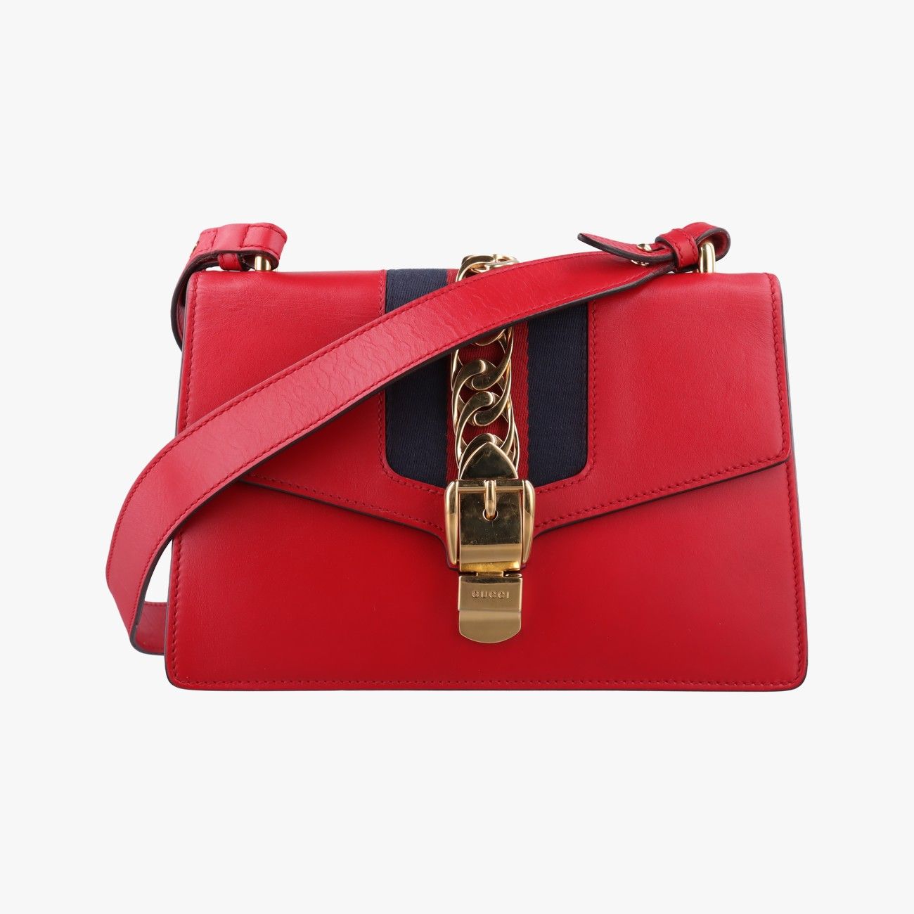 Gucci Sylvie Red Navy Leather Shoulder