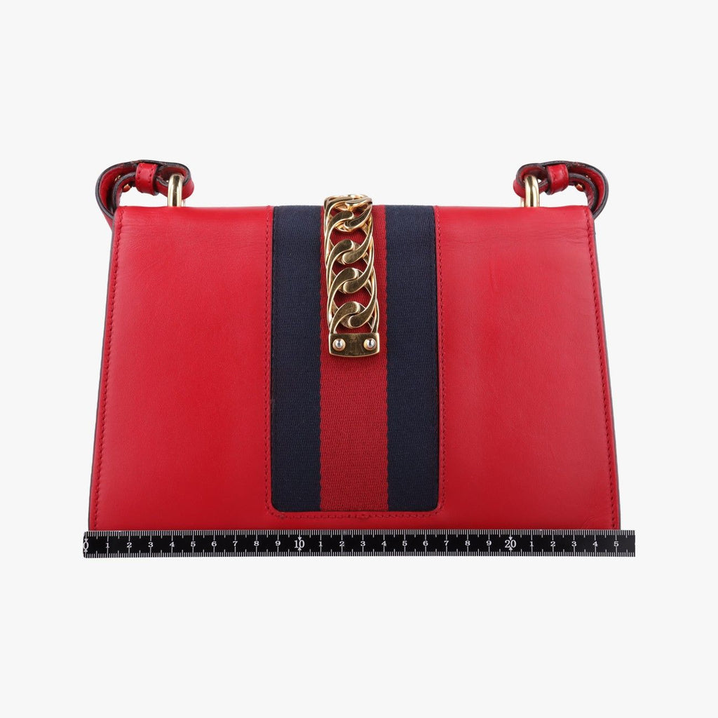 Gucci Sylvie Red Navy Leather Shoulder — view 2
