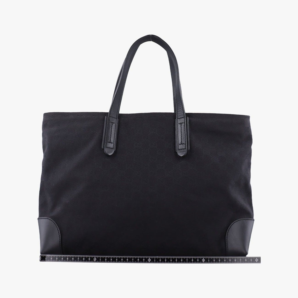 Gucci GG Canvas Web Sherry Line Tote Black Leather — view 2