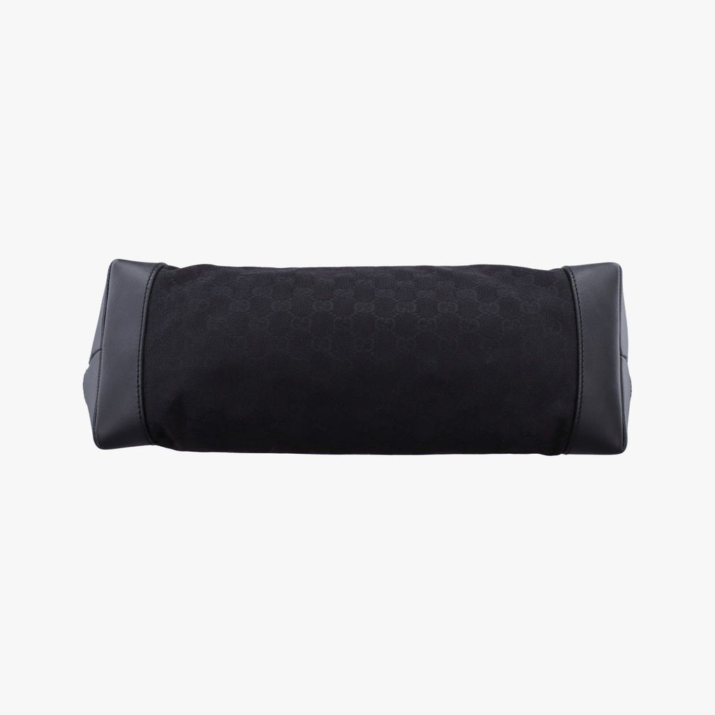 Gucci GG Canvas Web Sherry Line Tote Black Leather — view 3