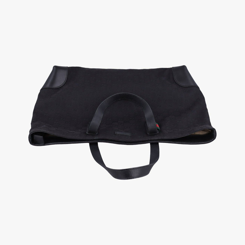 Gucci GG Canvas Web Sherry Line Tote Black Leather — view 8