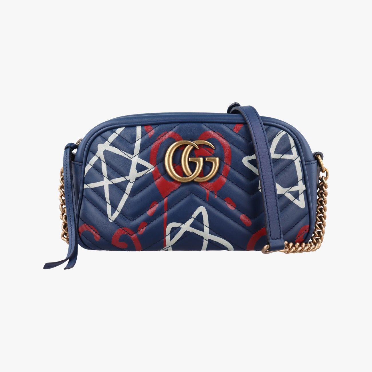 Gucci GG Marmont Navy Multicolor Leather Shoulder