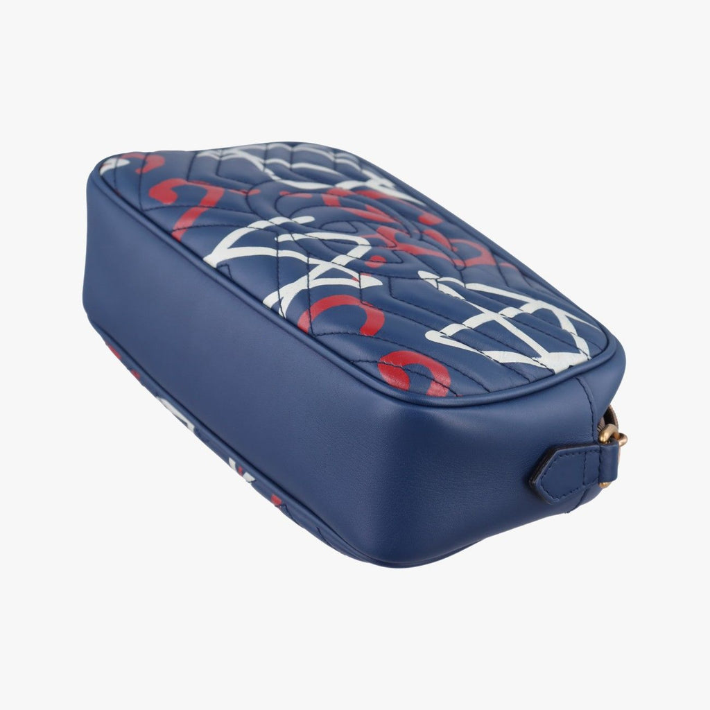 Gucci GG Marmont Navy Multicolor Leather Shoulder — view 6
