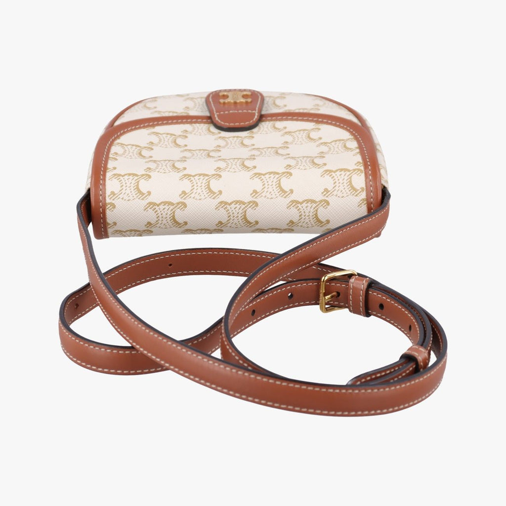 Celine Mini Besace Triomphe White Brown Canvas Shoulder — view 8