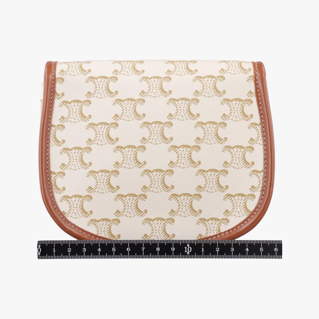Celine Mini Besace Triomphe White Brown Canvas Shoulder — view 2