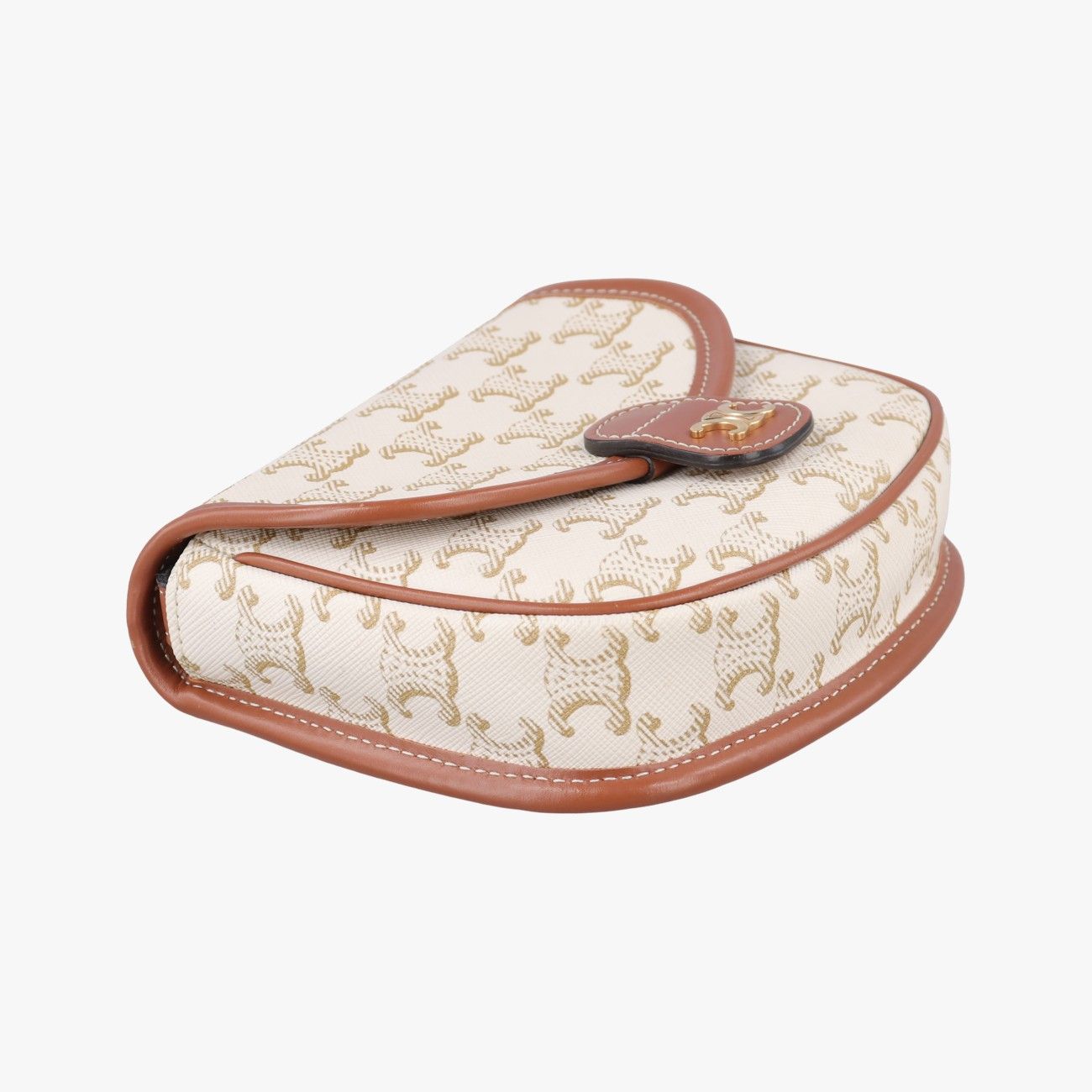 Celine Mini Besace Triomphe White Brown Canvas Shoulder — view 5