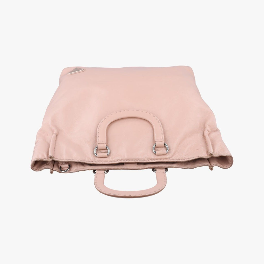 Prada Triangle Logo Tote Pink Leather — view 8