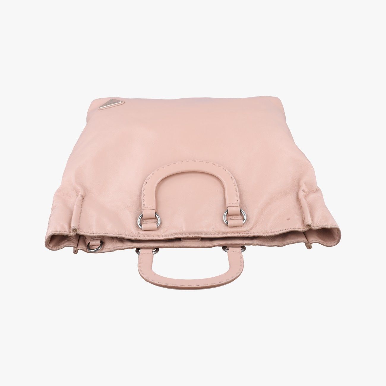 Prada Triangle Logo Tote Pink Leather — view 8