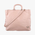 Prada Triangle Logo Tote Pink Leather