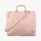 Prada Triangle Logo Tote Pink Leather