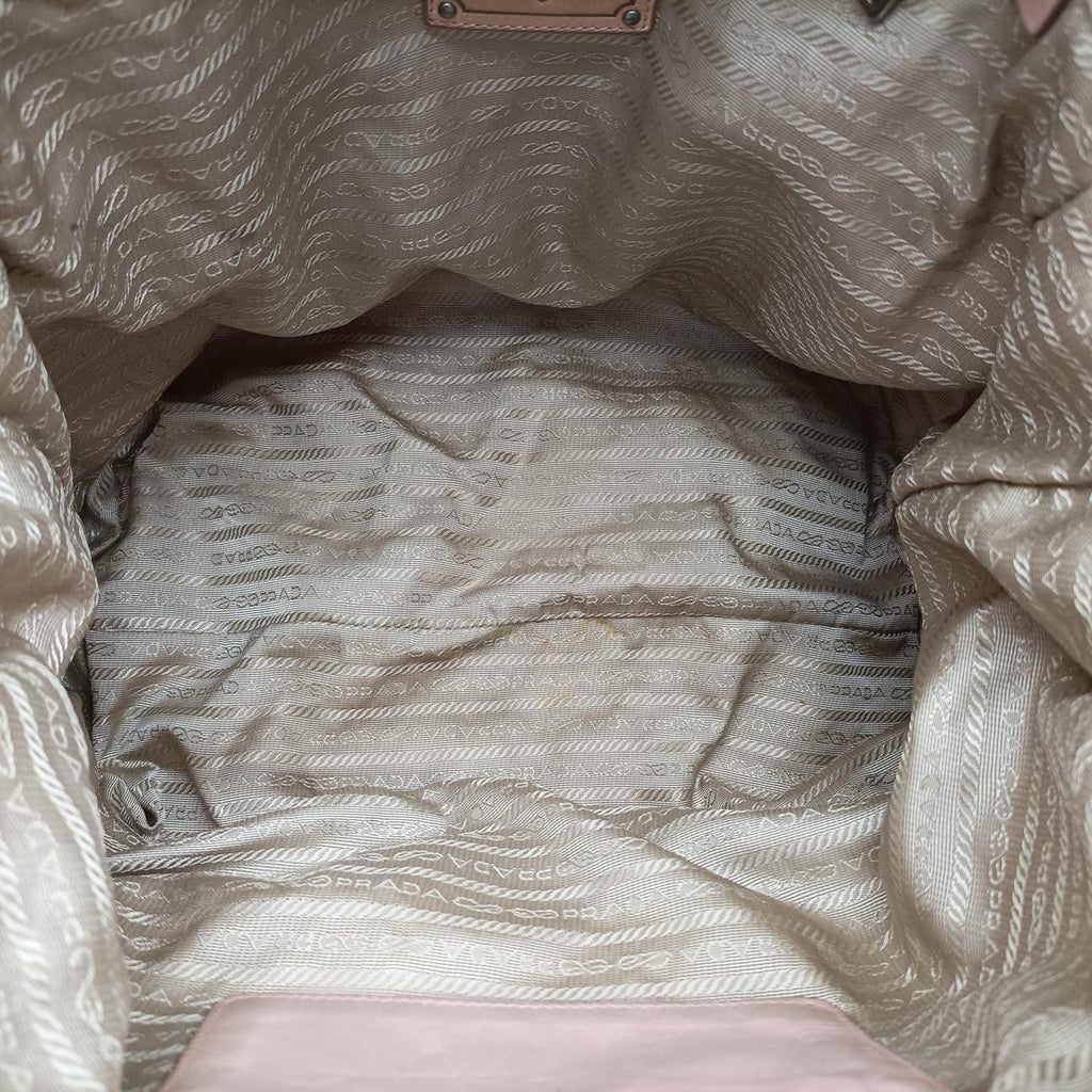 Prada Triangle Logo Tote Pink Leather — view 9