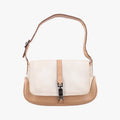 Gucci Jackie White Brown Canvas Leather 001 38 Shoulder