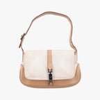 Gucci Jackie White Brown Canvas Leather 001 38 Shoulder