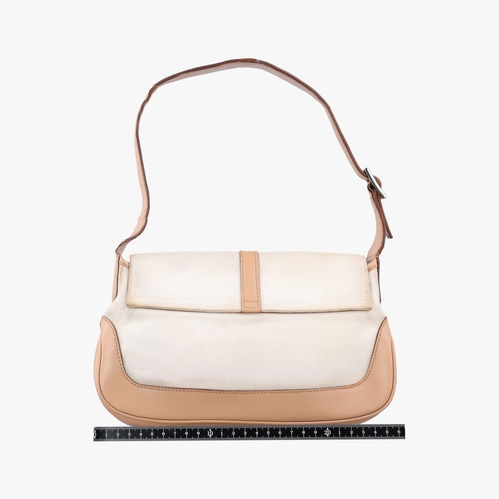 Gucci Jackie White Brown Canvas Leather 001 38 Shoulder — view 2