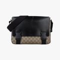 Gucci GG Plus Supreme Beige Black Canvas Leather Shoulder