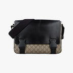 Gucci GG Plus Supreme Beige Black Canvas Leather Shoulder